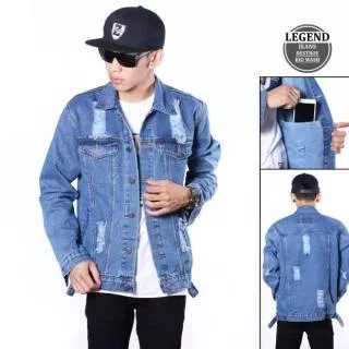 JAKET JEANS RIPPED LEGEND OF DENIM BIOWASH BIOBLITS HITAM - JAKET LEVISS SKINNY ROBEK GENJI BMTH JPN - Jaket jeans sobek LOD - Jaket street style korean - Jaket jeans classic  - Jaket denim grosir termurah - Jaket Jeans Pria Sobek Jaket Ripped Biru Muda