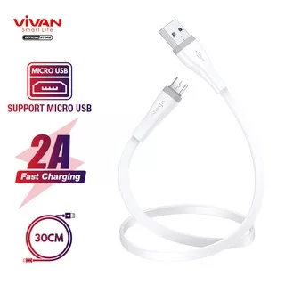 VIVAN Kabel Data USB Micro Fast Charging Original Flat Design SM30S 2A Android 30CM Garansi 1 Tahun