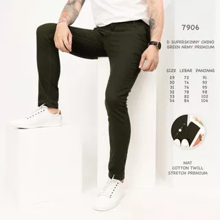 Celana Chino Pria | Freypv 7906 D Superskinny Chino Green Army Premium 29-34 Celana Chino