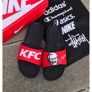 SANDAL NIKE BENASSI BLACK RED X KFC Jagonya ayam  SIZE 39-44   FREE TOTEBAG FREE STICKER