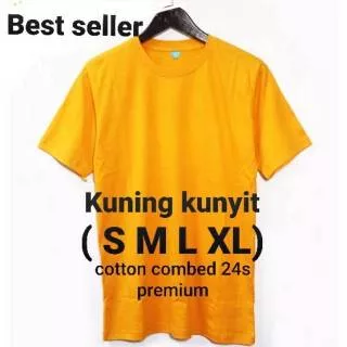 Kaos Polos Kuning Kunyit/ Kuning Tua Cotton combed 24s Premium Lengan pendek