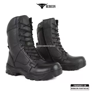 RUBICON-SEPATU BOOTS KULIT PRIA SEPATU PDL SAFETY KULIT ASLI ZIPPER TACTICAL SEPATU KULIT PANTHER