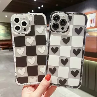 LB| Casing hp Samsung Galaxy A13 A33 A53 S21 FE S10 S20 S21 S22 Plus Ultra Note 10 20 Ultra Soft Clear Black White Square Love Heart Camera Hole Extension Handphone Case