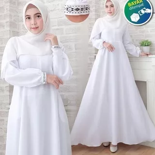 Gamis Maxy Putih Gamis Syari Gamis Putih Polos Dewasa Dress Remaja terbaru 2021 Baju Muslim Termurah Gamis Busui Jumbo Gamis Putih Wanita Elegan