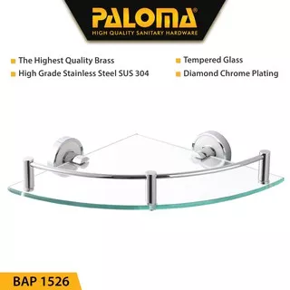 PALOMA BAP 1526 Rak Kaca Sudut Tempat Sabun Corner Dinding Kamar Mandi