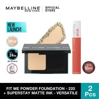 Maybelline #TetapON Look Set 2 - Fit Me 24h Powder Foundation 220 + SSMI Versatile Lipstik - Makeup