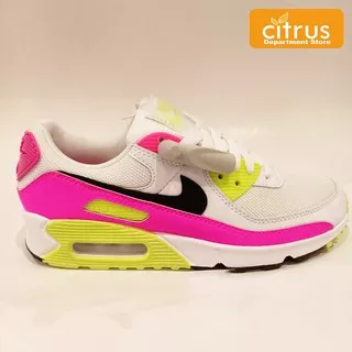 NIKE W AIR MAX 90-WHITE/BLACK-PINK BLAST-GHOST GREEN CT1030100