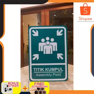 Plang Papan Rambu Titik Kumpul Assembly Point Aluminium 45x60cm Keren