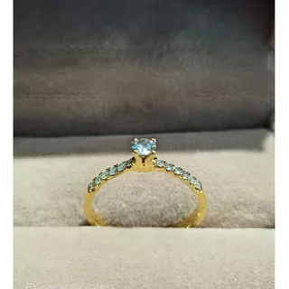 Cincin wanita solitare mata satu berlian eropa emas putih emas kuning plus memo