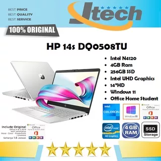 HP 14s DQ0508TU - INTEL N4120 - 4GB - 256GB SSD - 14HD - WIN11 - OFFICE HOME STUDENT
