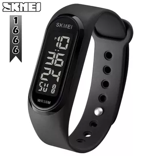 ? Jam Tangan Pria Wanita Gelang Olahraga SKMEI 1666 LED Digital Rubber Sport Fashion Casual Watch