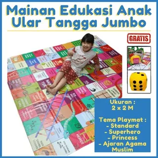 MAINAN ULAR TANGGA JUMBO RAKSASA PERMAINAN EDUKASI ANAK TK - SD MURAH FREE BANTAL DADU / PLAYMAT ANAK