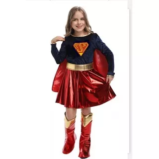 Kostum SUPERGIRL 01 Dress Cosplay Superhero Super Girl Anak Import