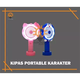 Kipas Angin Portable USB CHARGER Mini Fan adorable LED Light  HELLO KITTY & DORAEMON