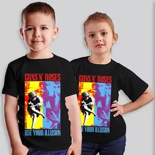 Kaos Anak Band Guns N Roses Use Your Illusion Rock Legend Barat cotton combed sablon plastisol