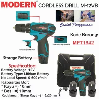 Cordless Drill Mesin Bor Baterai Modern M-12V