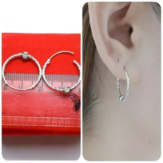 ANTING PERAK 925 LAPIS EMAS PUTIH / ANTING WANITA / ANTING GIPSY GIPSI ANTING BULAT SILVER / AT130