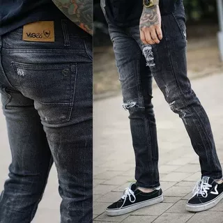 Fashion Pria - Celana Jeans Pria Black Viper APPAREL™ Destroy-VLG36 Series ORIGINAL
