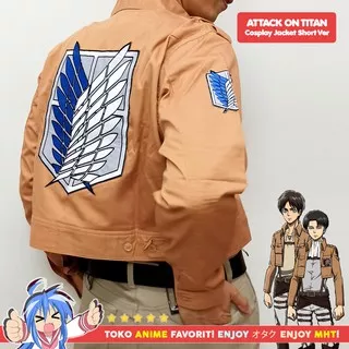 Jaket Attack On Titan BORDIR Anime AOT Shingeki no Kyojin SNK Scouting Legion Survey Corps Short Cosplay Eren Yeager Levi Mikasa Ackerman Armin Arlert