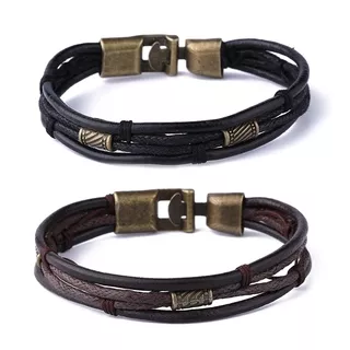 Luxury Accessories Bracelet Men`s Fashion Gift Black New Leather Bracelets DIY Combination Wild Handsome Gift|Charm Bracelets