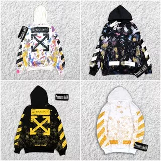 HOODIE SWEATER OFF-WHITE GALAXY SNOW FLAKES GOLD SPLATTER PAINT BRUSH JAKET OFFWHITE PRIA WANITA