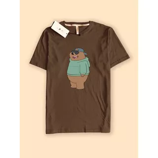 baju kaos tshirt premium grizzly bare bears beruang coklat