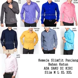 VM Kemeja Formal slimfit panjang polos - kemeja kerja slim katun long shirt