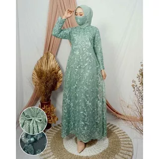 GAMIS NAJMA AMIRA 2 BROKAT TILE MUTIARA / GAMIS BRUKAT KEBAYA TILE MAXY DRESS WANITA MUSLIM BROKAT VELVET MURAH GAMIS TERBARU