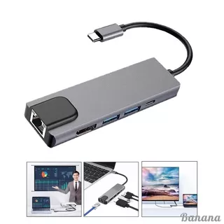 USB C Hub Adapter, 5 in 1 Type C Hub with Ethernet Port, USB C to HDMI, 2 USB 3.0 Ports, USB C PD