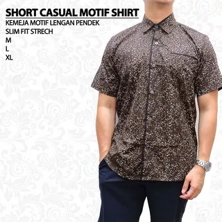 Oppa Style Shop Kemeja Pria Lengan Pendek Slim Fit Baju Cowok Motif Casual Shirt