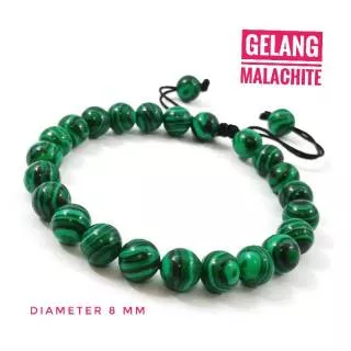 Gelang tangan batu malachite dim 8 mm model tali shambala keren dan trendy