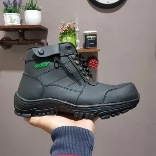 sepatu kickers morisey safety hitam sepatu pria boots ujung beso kerja lapangan