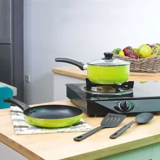 ?BEST SELLER? Alat Masak Panci Wajan Teflon Anti Lengket Kangaroo Emerald Cookware Set of 5