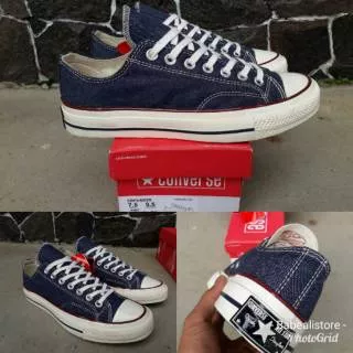 100% PREMIUM SEPATU CONVERSE 70S LOW DREES BLUE DENIM PREMIUM BNIB MADE IN VIETNAM