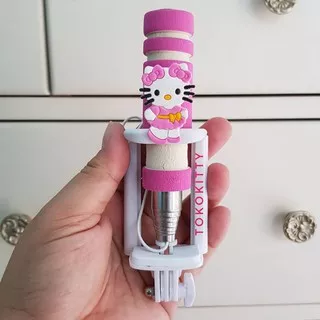 Pink - Tongsis Lipat Mini Karakter + Tomsis Hello Kitty