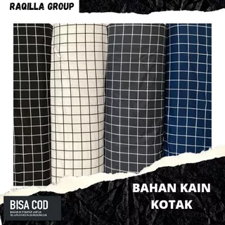 Bahan kain katun disperse lokal motif kotak 4 cm dan polos arahan sprei/hordeng/piyama/gamis/mukenah