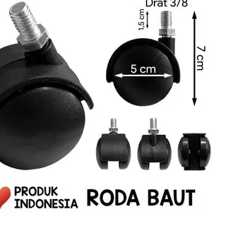 RODA KURSI KANTOR BAUT CASTOR DRAT 3/8 PER 4 PCS