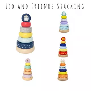 Leo and Friends Stacking Games Mainan Edukasi Anak Kayu Piramida Premium Termurah Berkualitas