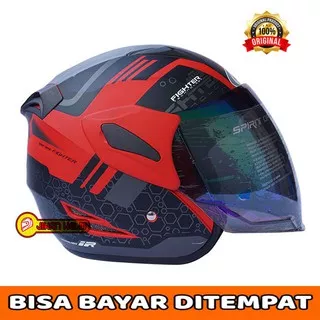 HELM / GM HELM / HELM GM / HELM GM FIGHTER 911 BLCAK RED SILVER DOFT TERMURAH