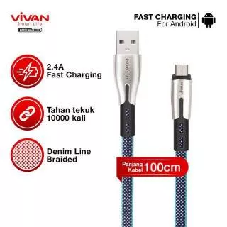 VIVAN Kabel Data USB Micro Fast Charging Original BTK-M 2.4A Android 100CM Garansi Resmi 1 Tahun
