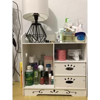 Rak kosmetik cosmetik lemari kecil Laci Make up makeup tempat meja wadah rias rack cosmetic MEGAHOME