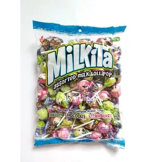 Permen Milkita Lolipop Aneka Rasa (Melon, Cokelat, Strawberry) 1Pack isi 50Pcs