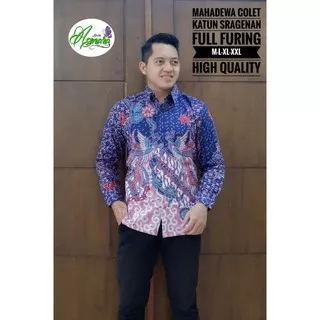 Batik Solo MAHADEWA COLET Kemeja Pria Full Furing Katun Sragenan