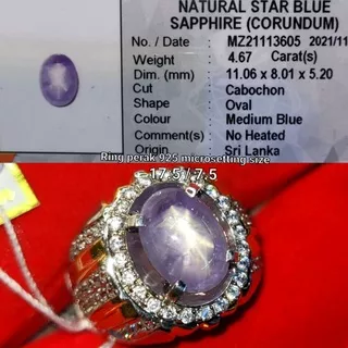 natural lavender blue sapphire star ceylon safir srilanka no treatment memo