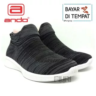 FIURI - Ando Original - Colby 37-40 Hitam Putih - Sepatu Kets Wanita - Sepatu Olahraga Lari Wanita - Sepatu Sekolah - Sepatu Kaos Kaki Ando - Sepatu Sneakers Kuliah Senam Gym Jogging Sport Wanita - Sepatu Casual - Sepatu Knit Rajut Slip On -Fashion Wanita