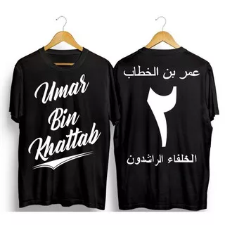 T-shirt Kaos Dakwah Islami Tulisan Arab Ummar Bin Khattab