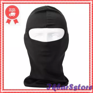 Masker Full Face Polisi Spandex Motor Helm Balaclava Ninja Polos Mask Hitam