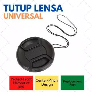 Front Lens Cap / Tutup Lensa Universal (dengan tali) 40.5mm 49mm 55mm 62mm 67mm 72mm 77mm