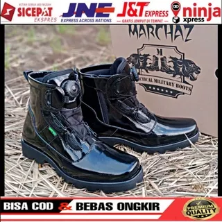 SEPATU PDH TINGGI TALI PUTAR MAMBA FULL KULIT KILAP [ MARCHAZ ]