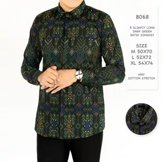 Best Seller Kemeja Batik | Freypv 8068  Slimfit Long Batik Songket M-XL Kemeja Batik Best